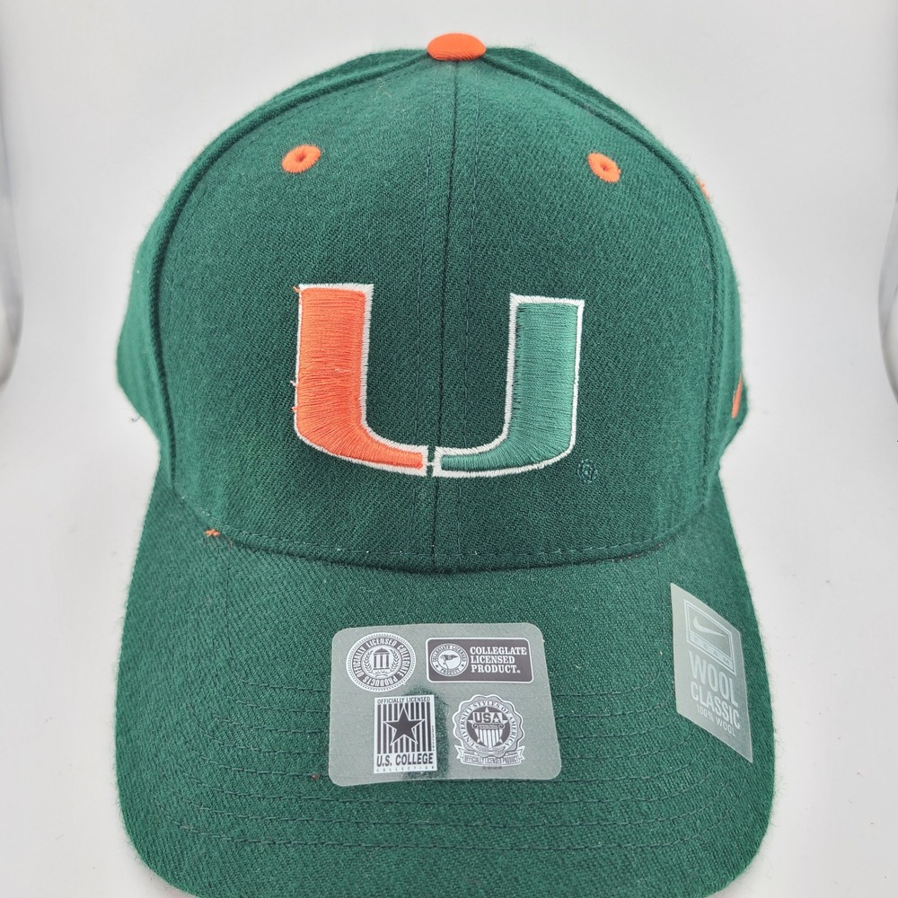 Miami Hurricanes Nike Team Wool Adjustable Hat NCAA College Varsity Sportswear